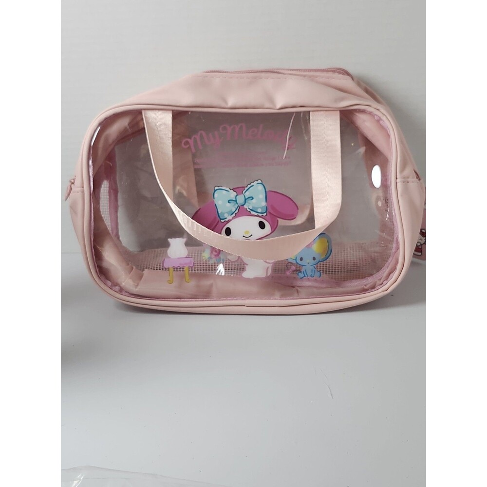 Sanrio My Melody Clear Makeup Zipper Cosmetic Bag Vinyl & Mesh Divided Pouch